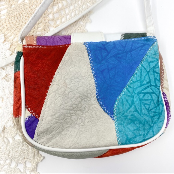 Vintage Y2K Multicolor Leather Patch Stitch Purse - Picture 3 of 5